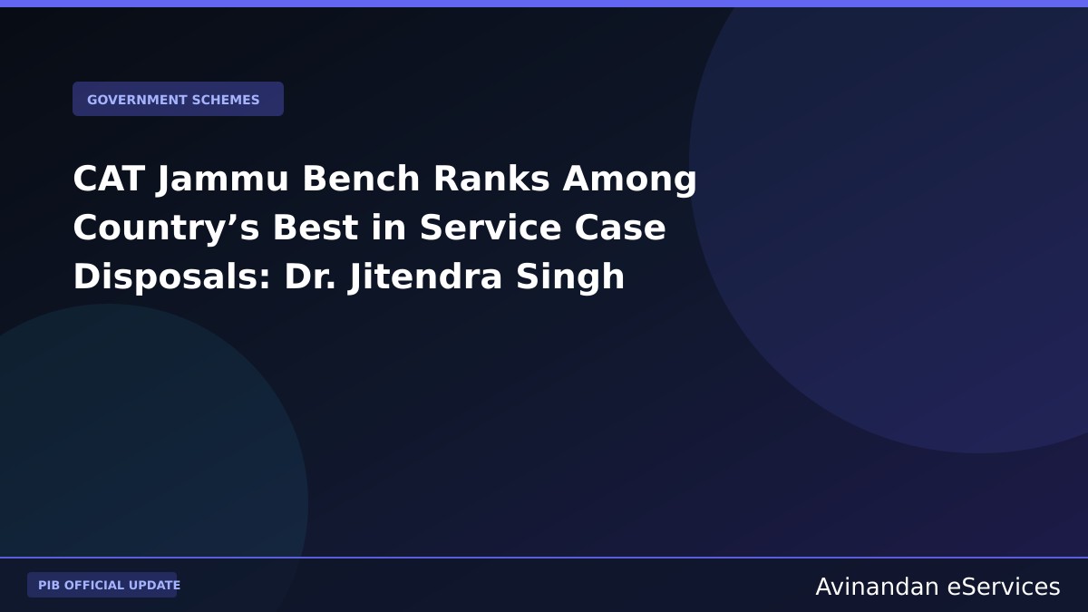CAT Jammu Bench Ranks Among Country’s Best in Service Case Disposals: Dr. Jitendra Singh