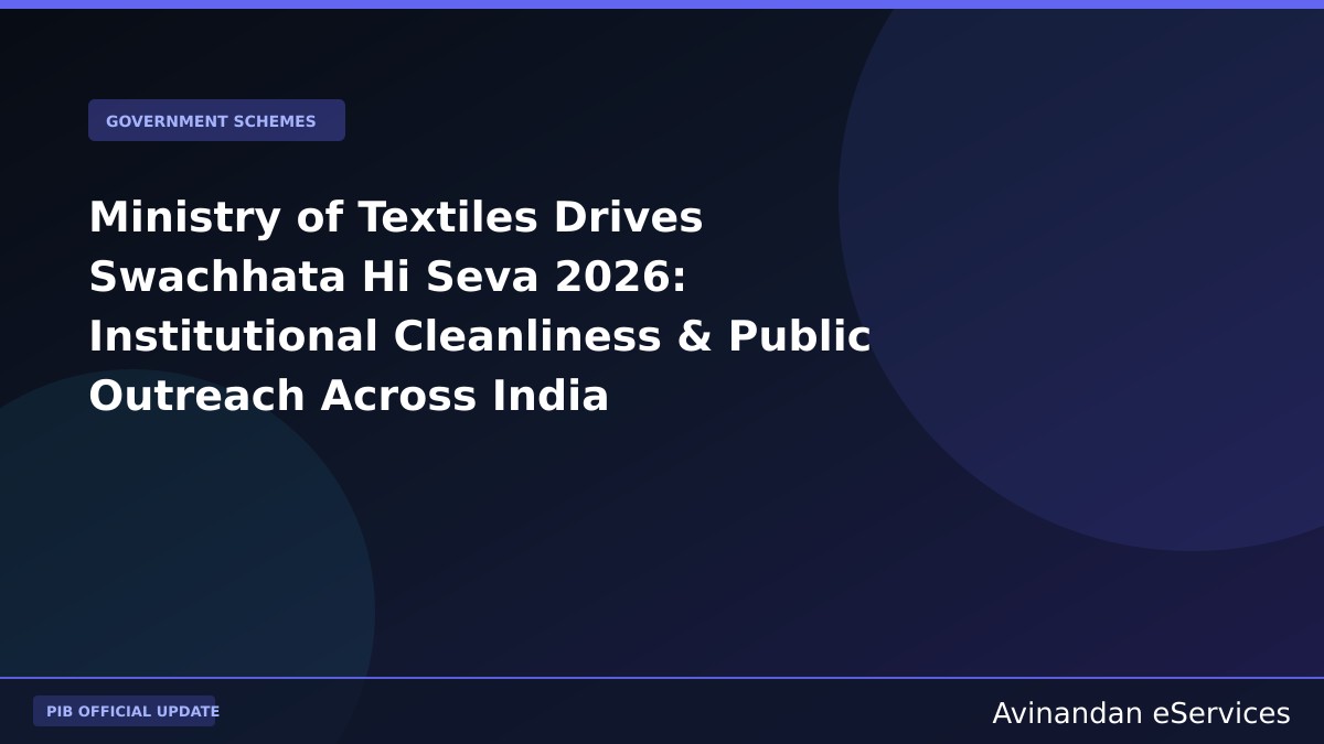 Ministry of Textiles Drives Swachhata Hi Seva 2026: Institutional Cleanliness & Public Outreach Across India