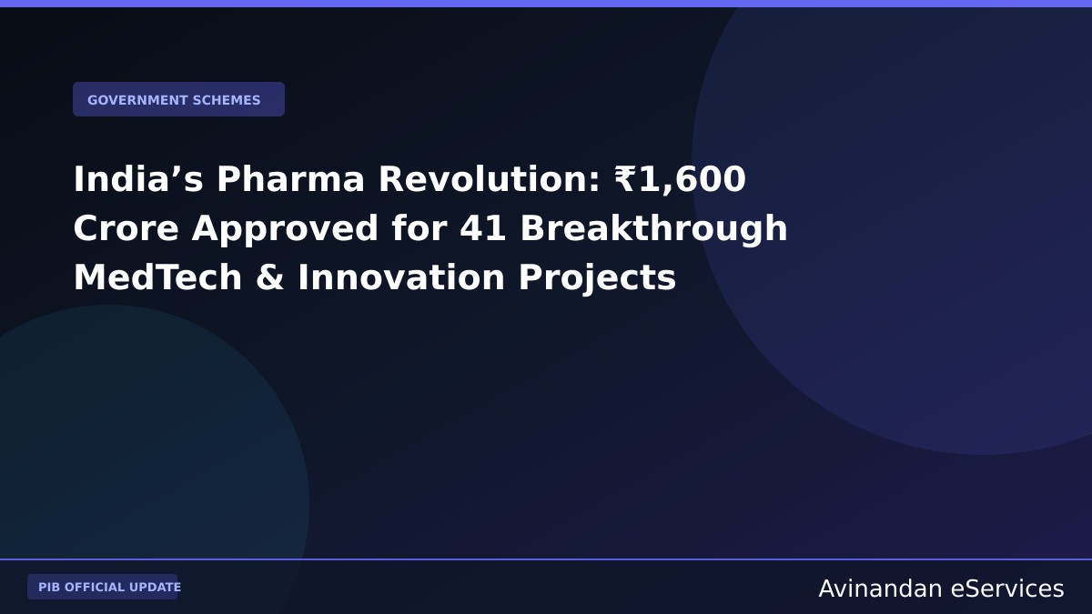 India’s Pharma Revolution: ₹1,600 Crore Approved for 41 Breakthrough MedTech & Innovation Projects