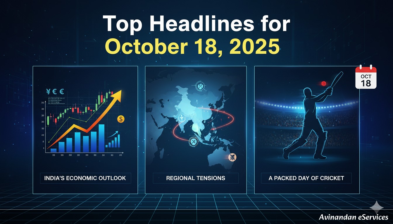 Top Headlines for October 18, 2025: India's Economic Outlook, Regional Tensions, and a Packed Day of Cricket