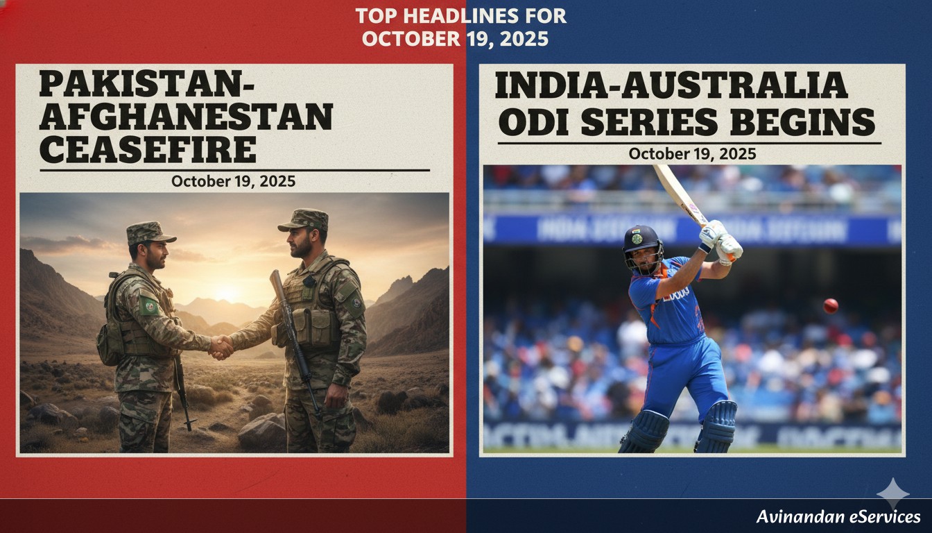 Top Headlines for October 19, 2025: Pakistan-Afghanistan Ceasefire, India-Australia ODI Series Begins