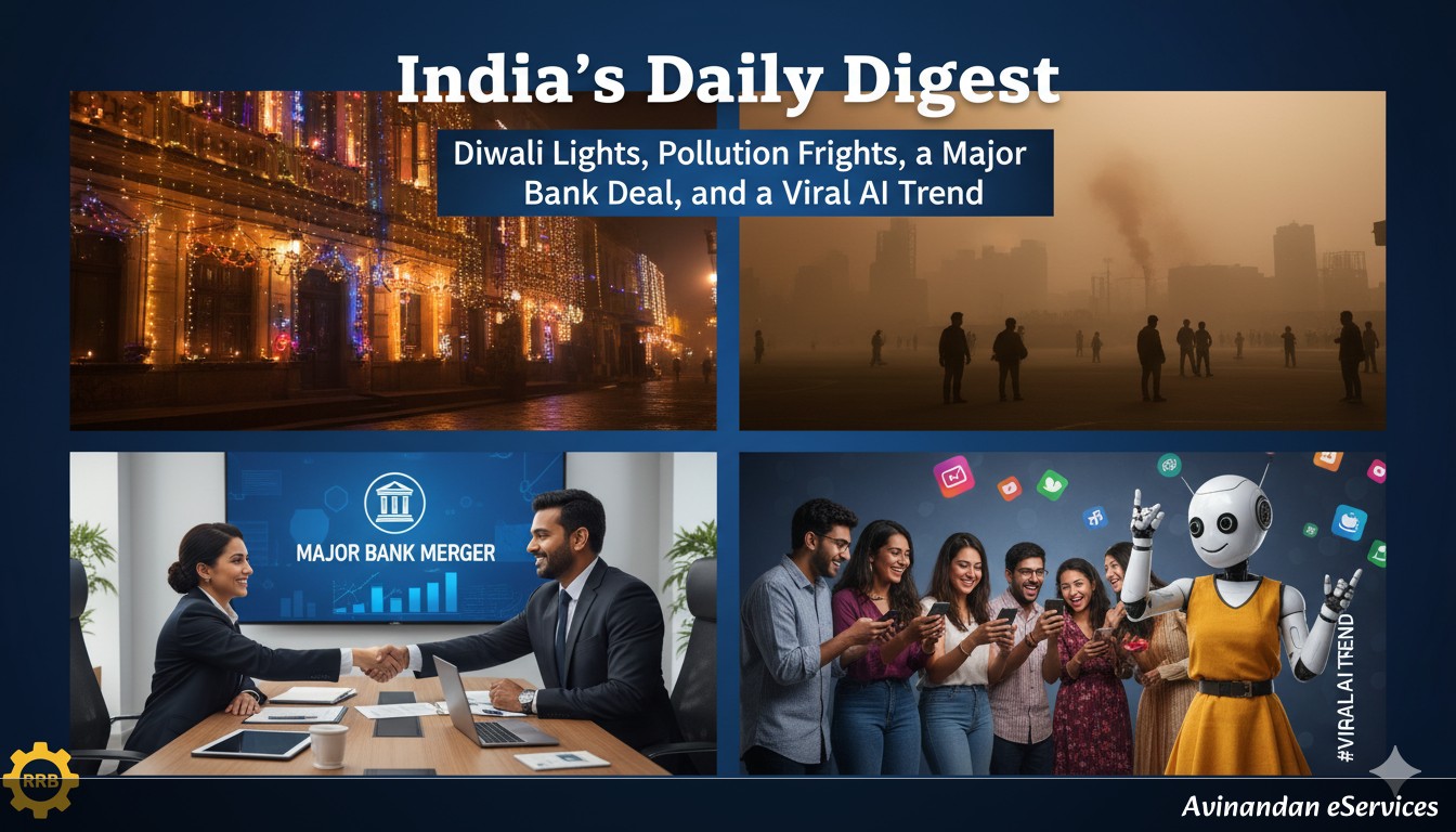 India's Daily Digest: Diwali Lights, Pollution Frights, a Major Bank Deal, and a Viral AI Trend