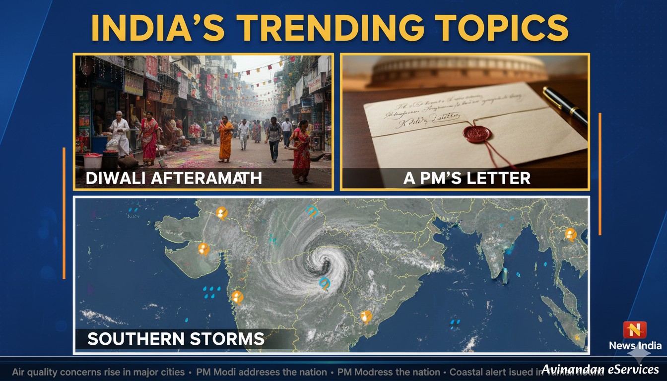 India's Trending Topics: Diwali Aftermath, A PM's Letter, and Southern Storms
