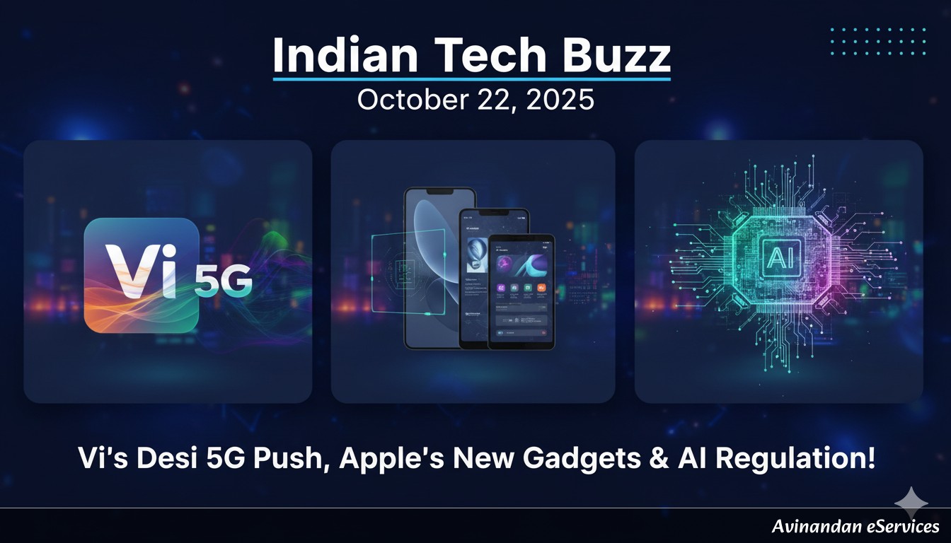Indian Tech Buzz October 22, 2025: Vi's Desi 5G Push, Apple's New Gadgets & AI Regulation!