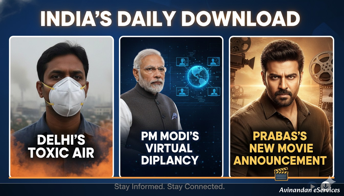 India's Daily Download: Delhi's Toxic Air, PM Modi's Virtual Diplomacy, and Prabhas's New Movie Announcement