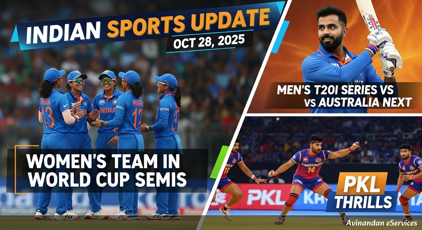 Indian Sports Update Oct 28, 2025: Women's Team in World Cup Semis, Men's T20I Series vs Australia Next, PKL Thrills