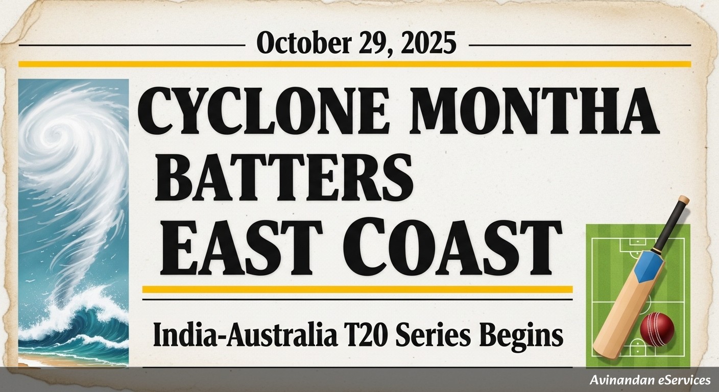 Top Headlines for October 29, 2025: Cyclone Montha Batters East Coast, India-Australia T20 Series Begins