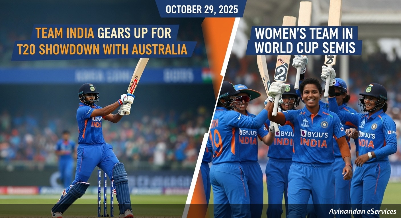 Indian Sports Wrap October 29, 2025: Team India Gears Up for T20 Showdown with Australia, Women's Team in World Cup Semis