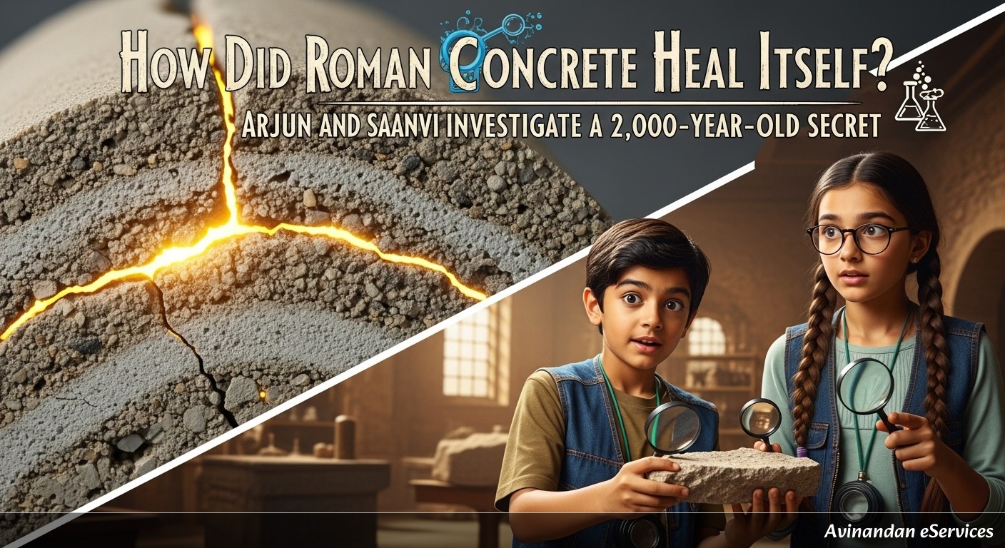 How Did Roman Concrete Heal Itself?: Arjun and Saanvi Investigate a 2,000-Year-Old Secret