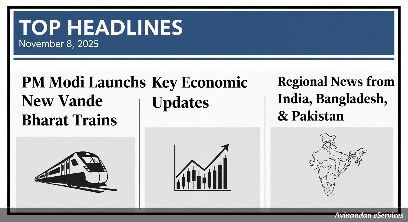Top Headlines for November 8, 2025: PM Modi Launches New Vande Bharat Trains, Key Economic Updates, and Regional News from India, Bangladesh, and Pakistan